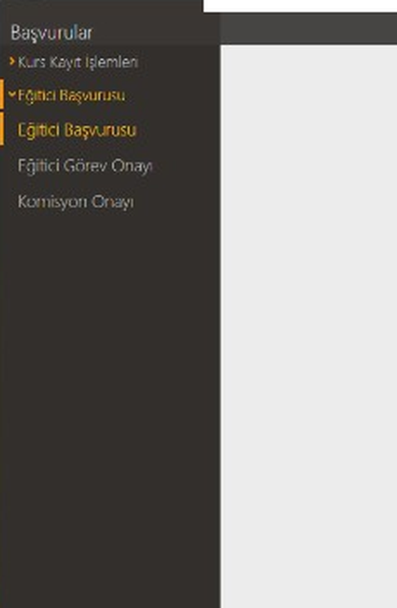 Eğitici başvurusu seçili